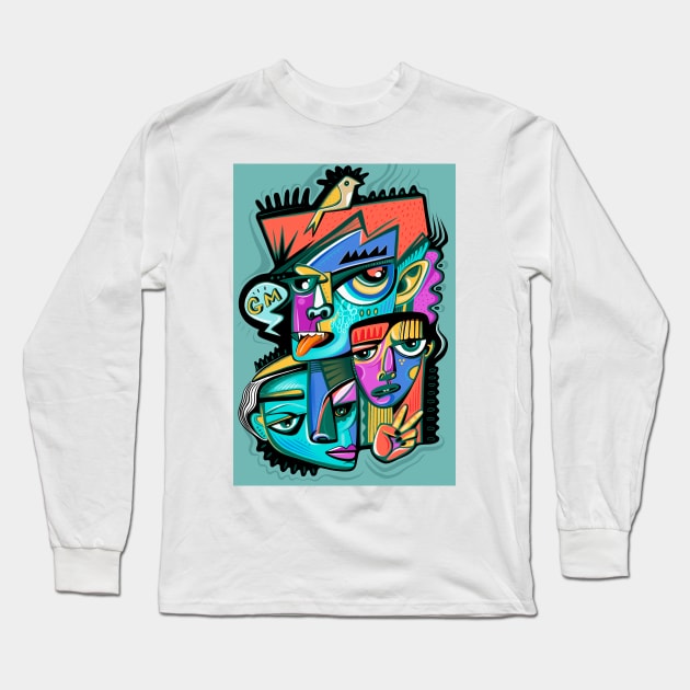 Crazy faces Long Sleeve T-Shirt by Daria Kusto